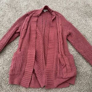MORAL FIBER Women's Sweater Cardigan Long Sleeve Open Front Size Small Pink